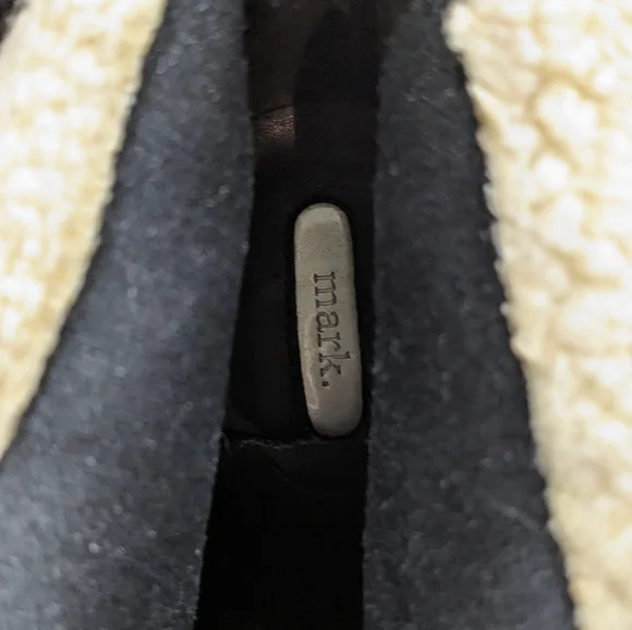 Chunky Black Zip-front High Heeled Boots/Booties with Faux Fur - Picture 6 of 6